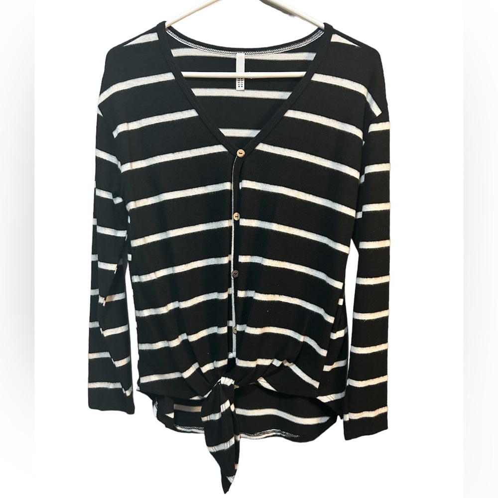 Black and White Striped Women's Sweater